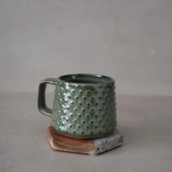 Stoneware Dotted Mug | Green/Brown 9.5x8cm -Home Sale Shop zoco home stoneware dotted mug green brown 9 5x8cm kitchenware 49086495719767