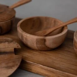Teak Bowl W/ Spoon Set Of 3 | 27x11x8cm -Home Sale Shop zoco home teak bowl w spoon set of 3 27x11x8cm bowls 60824488477015