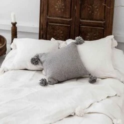 PomPom Cushion Cover | Light Grey 60x60cm
