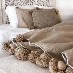 PomPom Blanket | Sand -Home Sale Shop zoco home textiles textiles pompom blankets pompom blanket sand bla1034 11861252112450