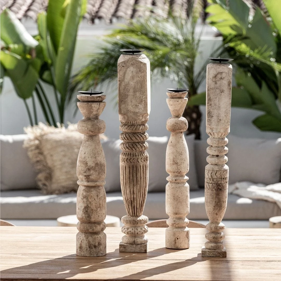 Vintage Wooden Candle Holder | 50cm 3 Vintage Wooden Candle Holder | 50cm - Image 3