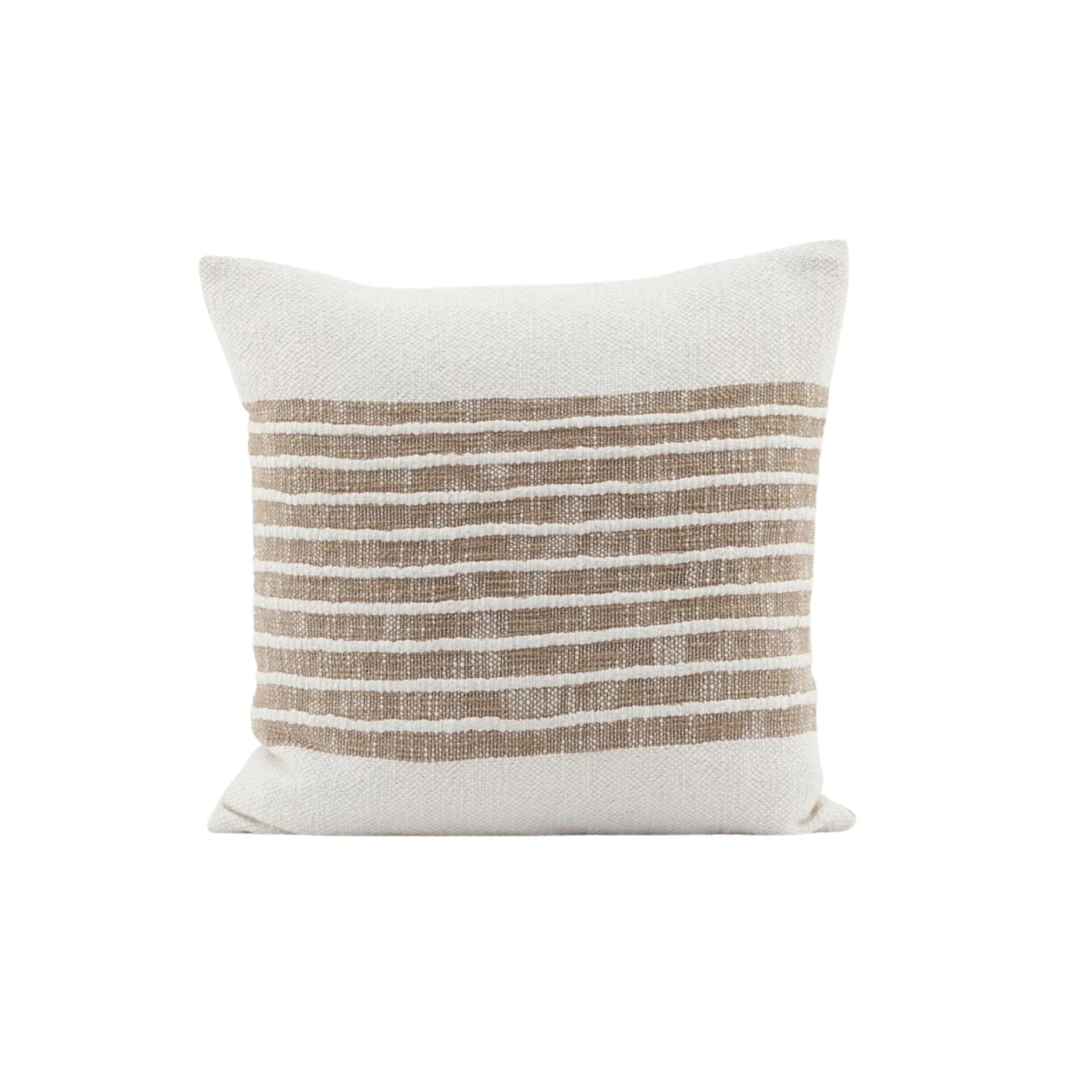 Yarn Cushion Cover | White/Light Brown 50x50cm 1 Yarn Cushion Cover | White/Light Brown 50x50cm